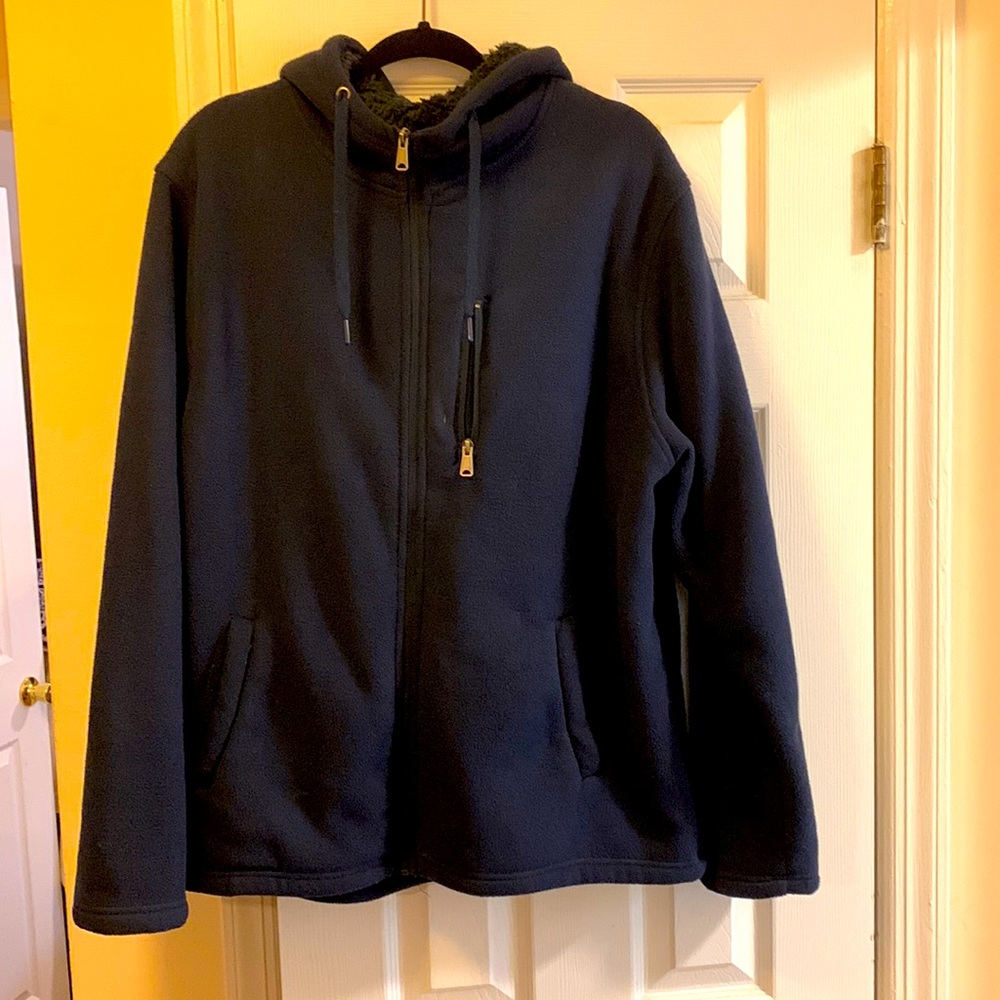 Winter Jacket Zip Up Hoodie Type Navy Blue 3Pockets